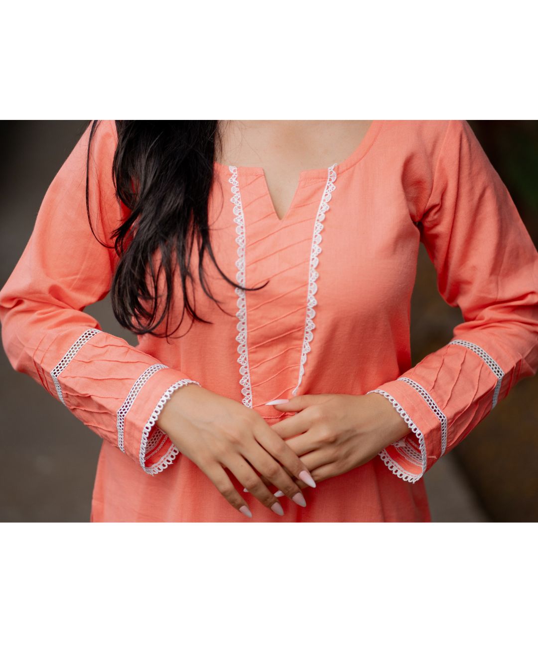 Noor Soft Peach Cotton Linen Kurta