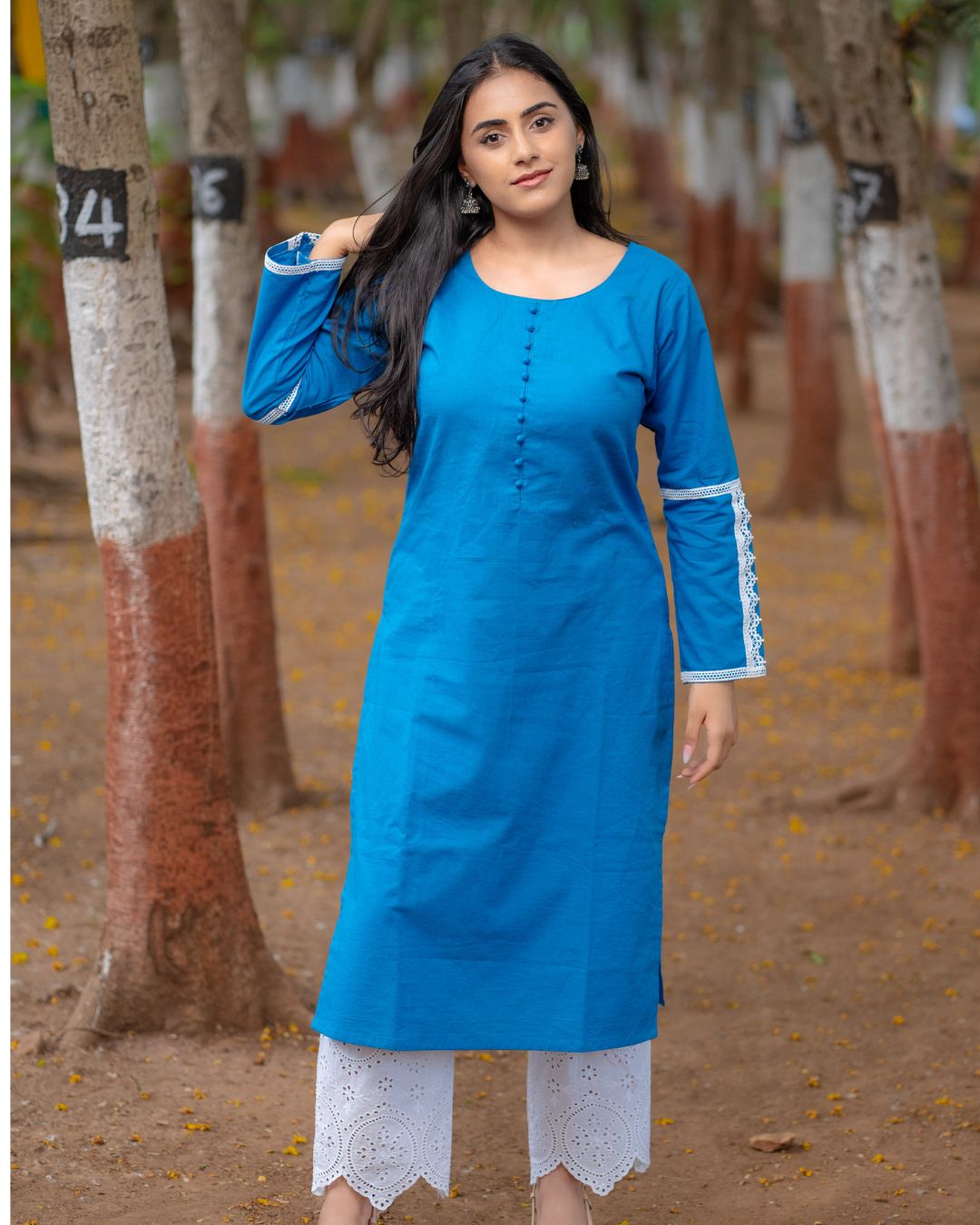 Ada Blue Cotton Linen Kurta