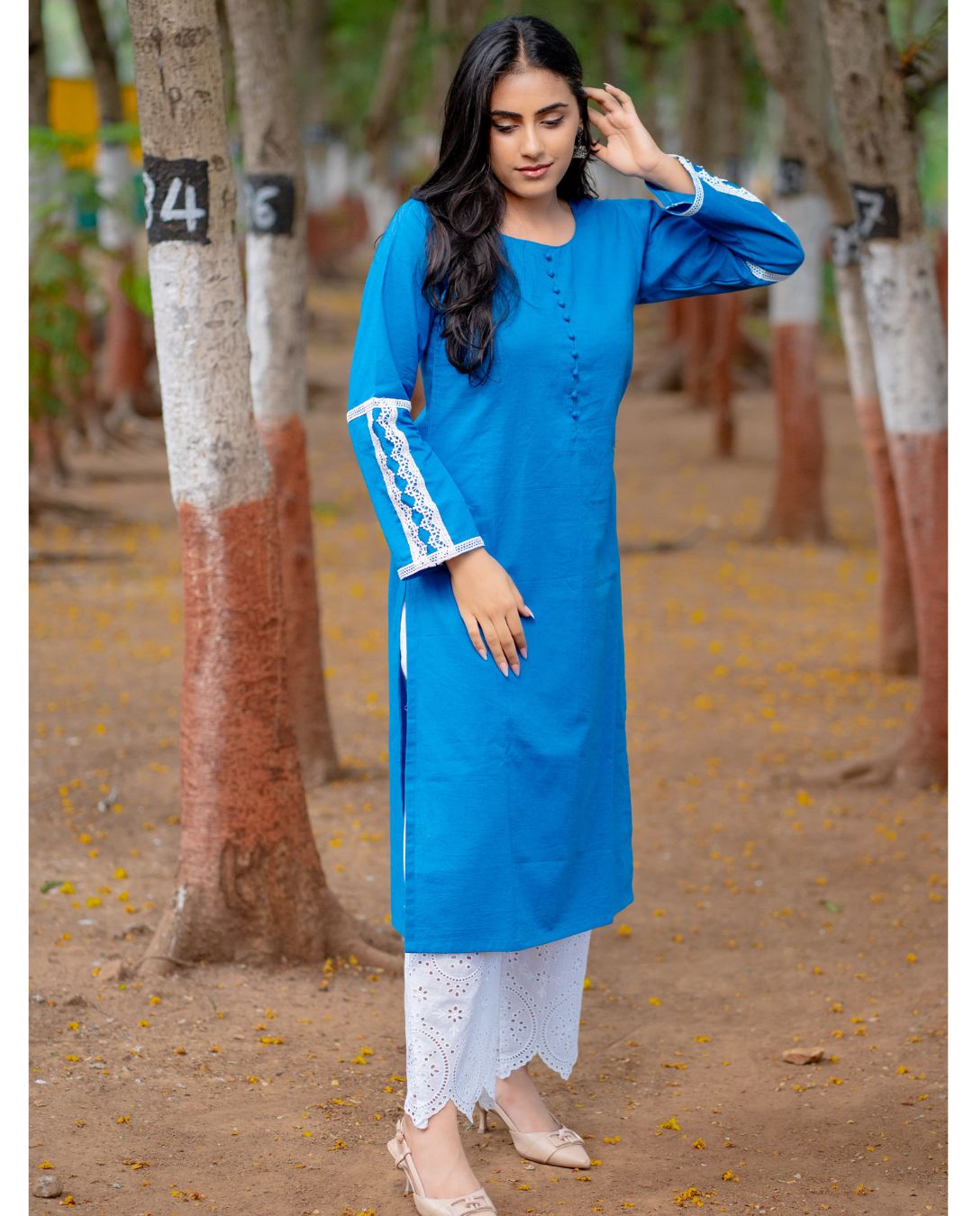 Ada Blue Cotton Linen Kurta