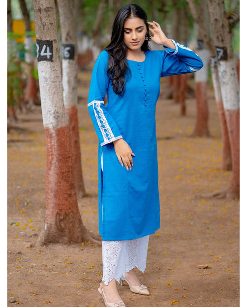 Ada Blue Cotton Linen Kurta