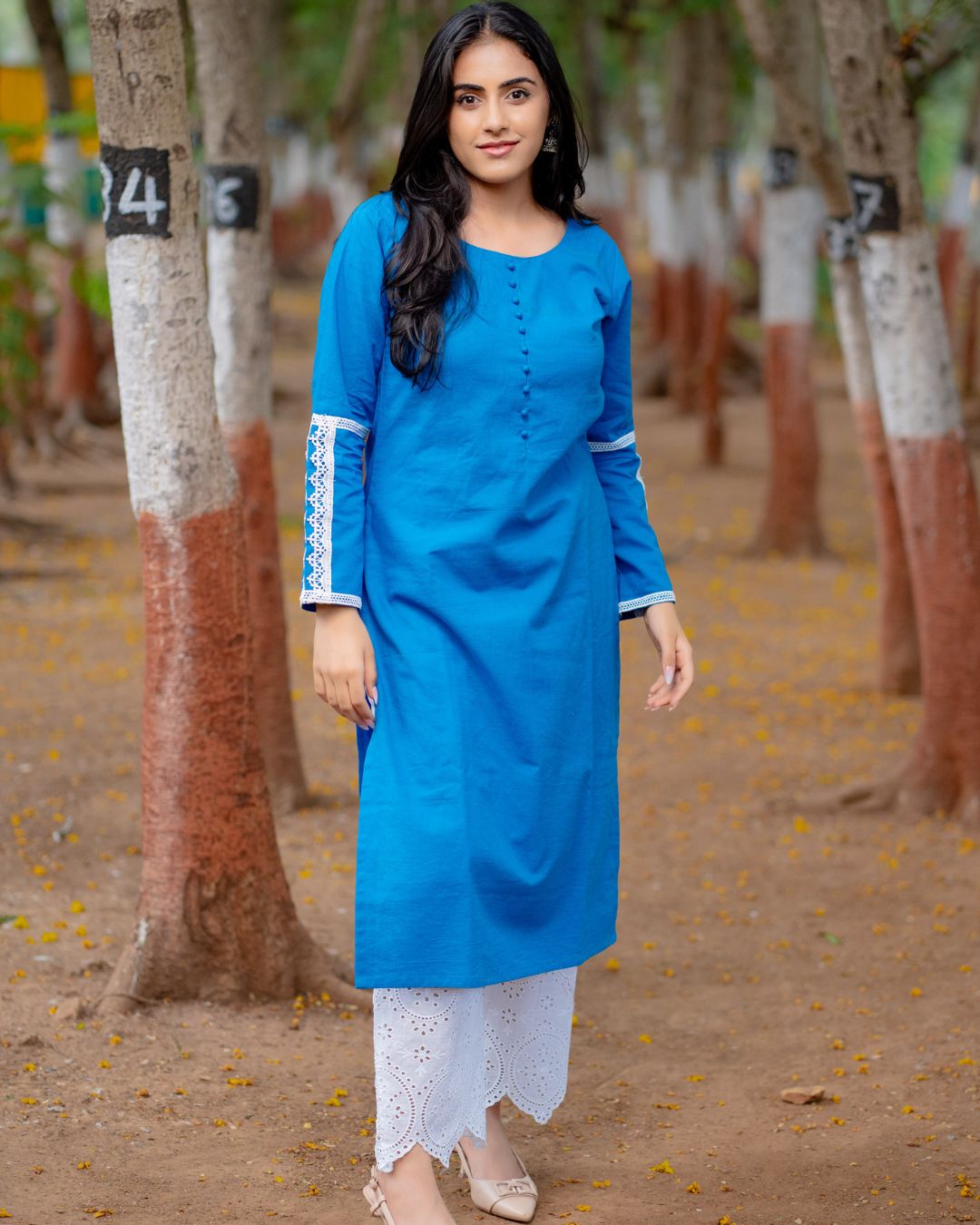 Ada Blue Cotton Linen Kurta