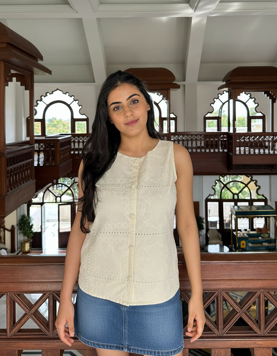 Ivory Bloom Top