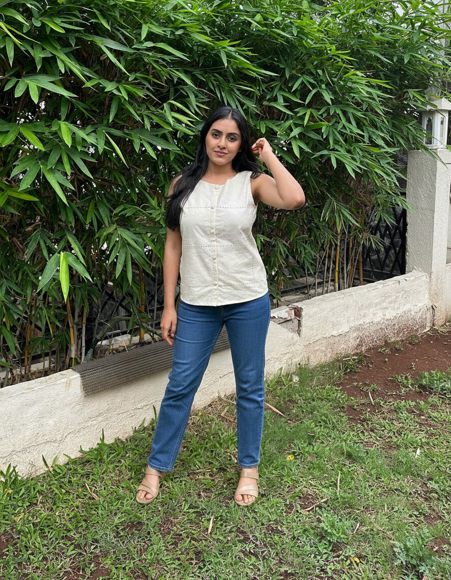 Ivory Bloom Top