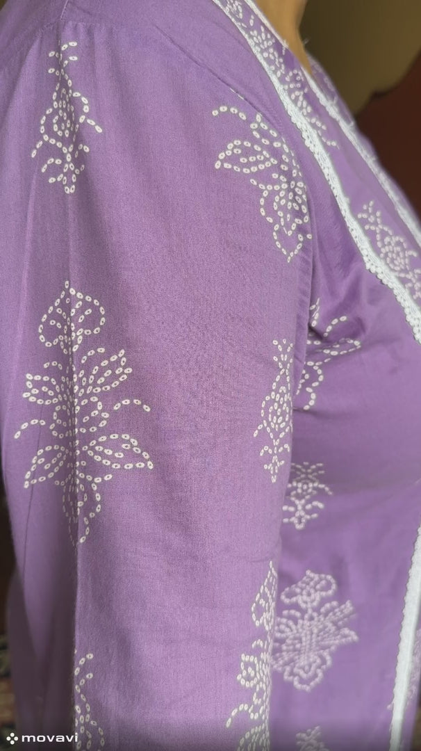 Saher Lavendar Cotton Kurta Set with Lace detailing