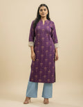 Saanjh Purple Digital Print Kurta