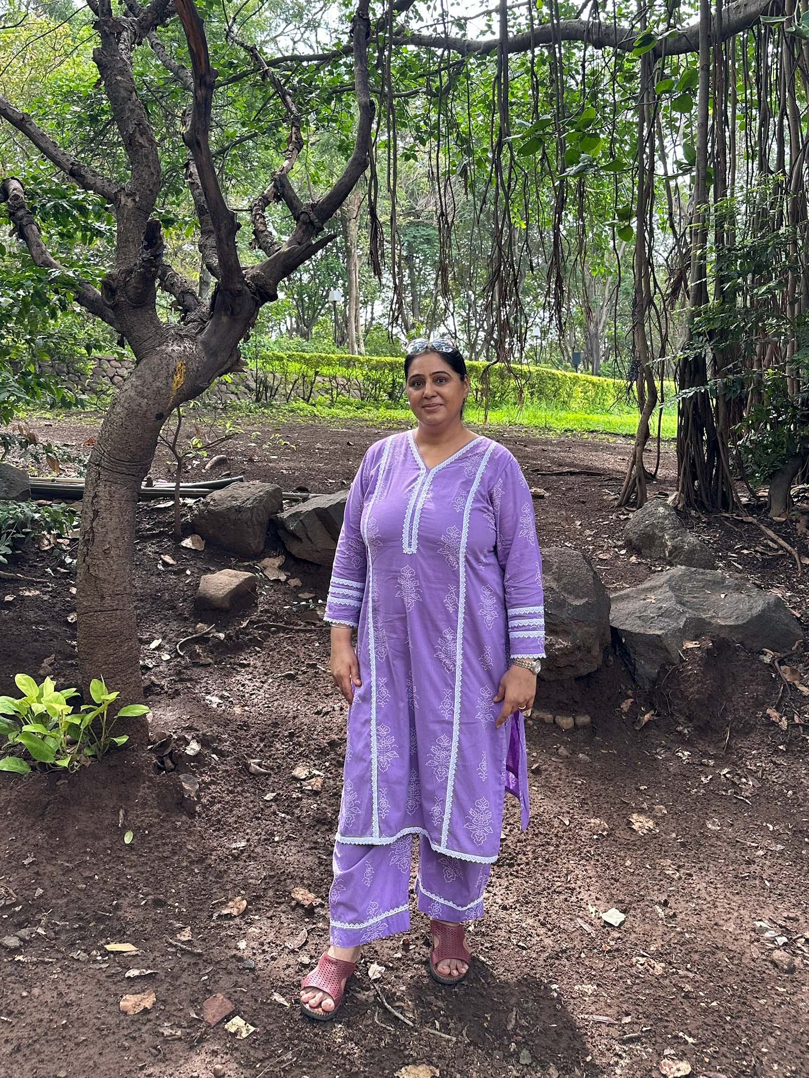 Saher Lavendar Cotton Kurta Set with Lace detailing