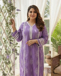 Saher Lavendar Cotton Kurta Set with Lace detailing