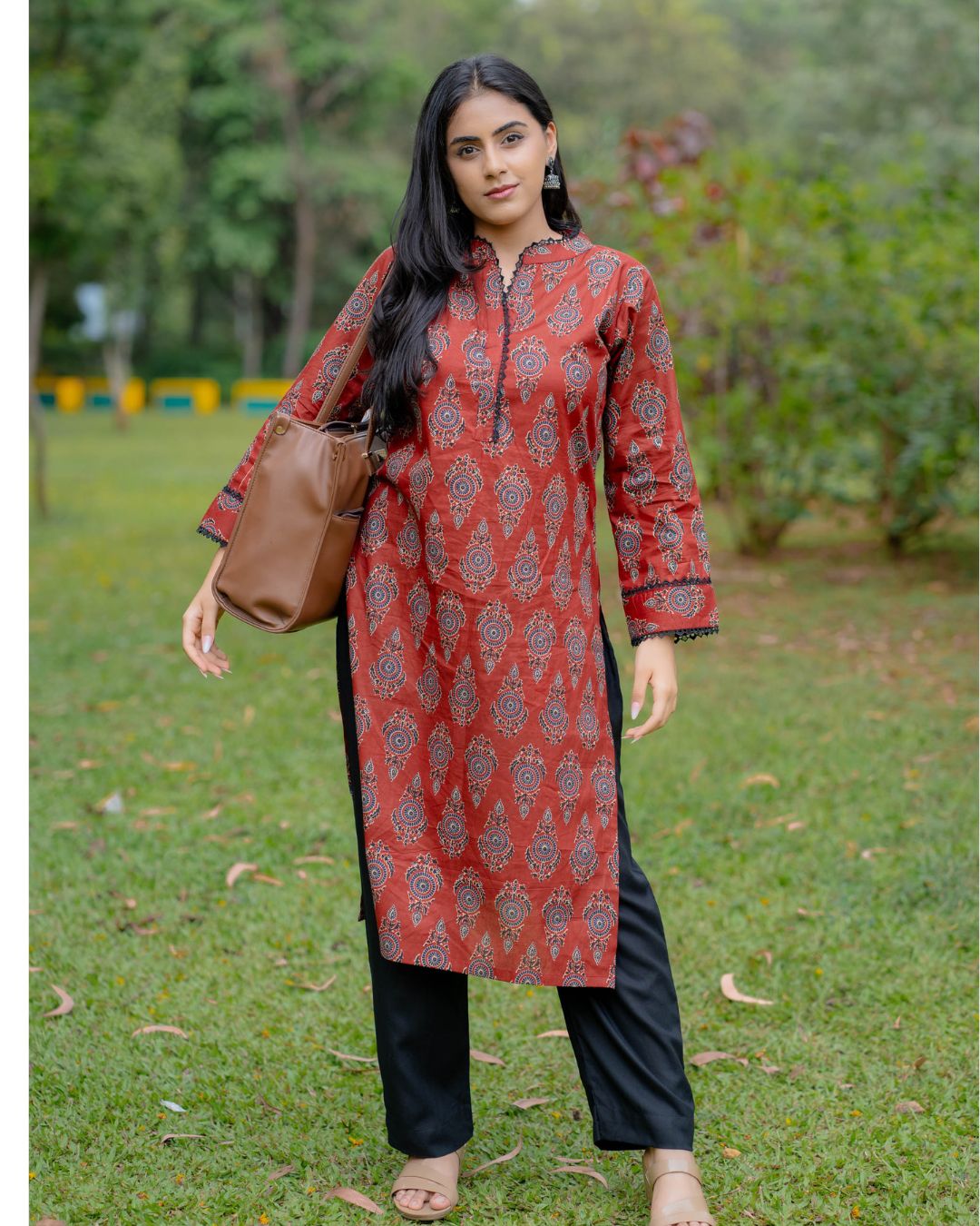 Zoya Maroon Ajrakh Kurta